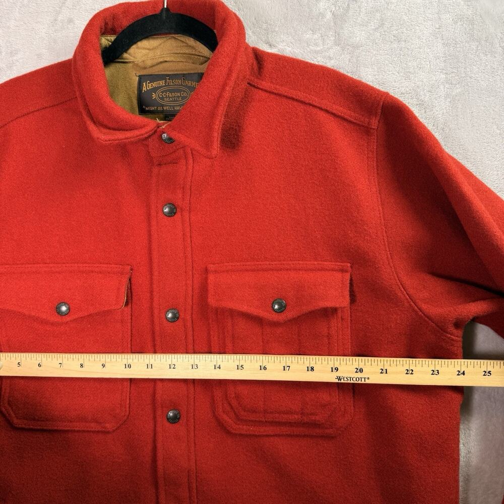 Filson Wool Lined Jacket Jac-SHirt Men's Medium Red Oak Barn Coat Chore Buttoned - Picture 11 of 16
